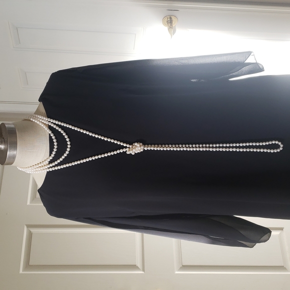 Black Shift Dress Sheer Tulip Sleeves Special Occasion - Picture 1 of 11